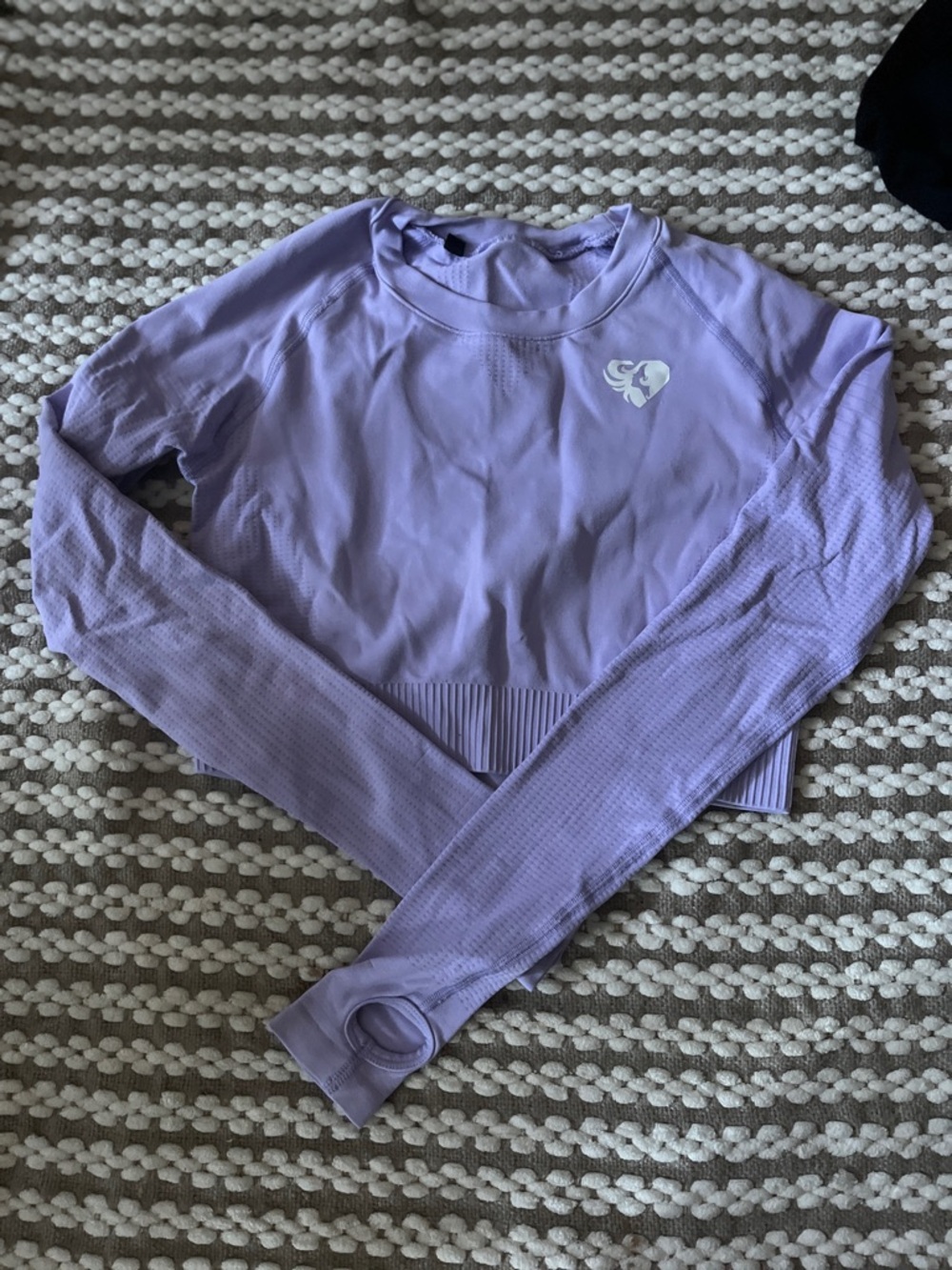 Lavender Long-Sleeve Crop Top with Thumbholes by